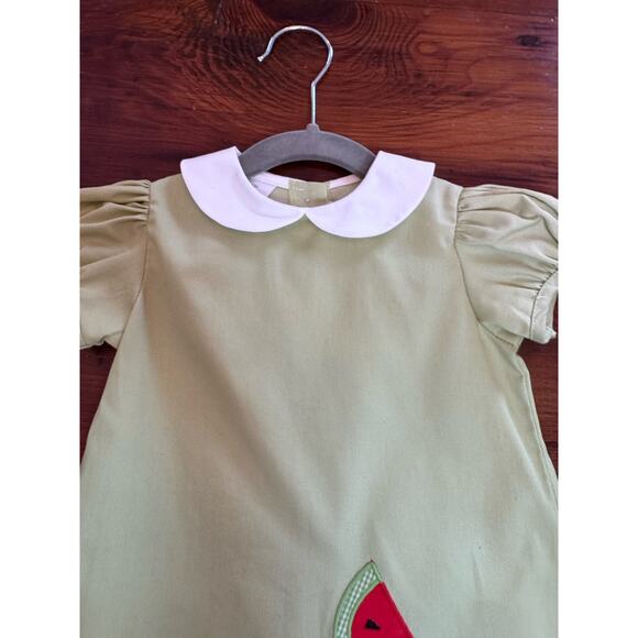 Betti Terrell Baby Girl Watermelon Applique Dress Size 12 Months Green - Picture 3 of 7